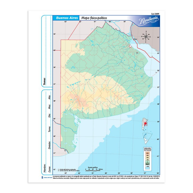 Mapa Rivadavia N Buenos Aires Fis Pol Print Copy